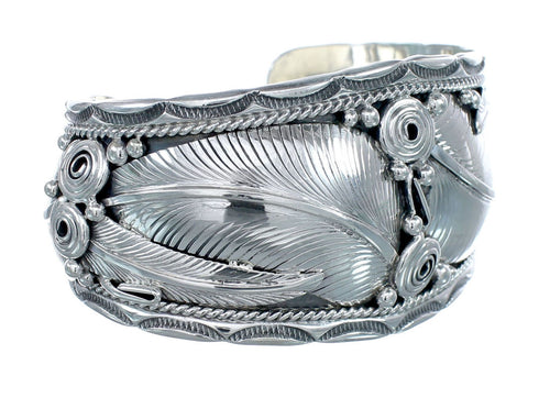 Native American Scalloped Leaf Sterling Silver Cuff Bracelet JX126303